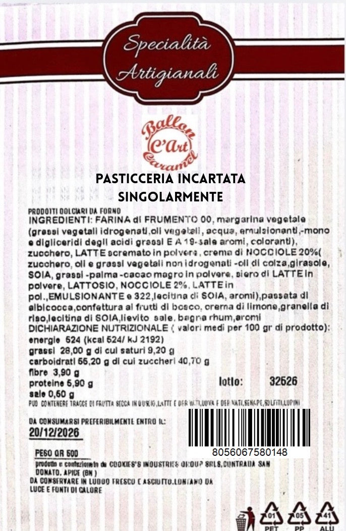 Pasticceria incartata singolarmente 500gr