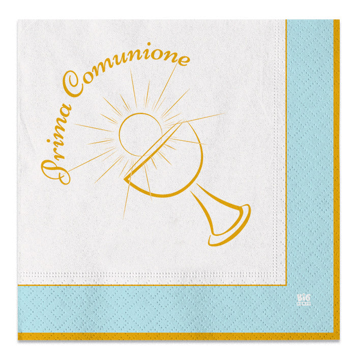 20 Tovaglioli 33 x 33 cm Prima Comunione Chic Celeste