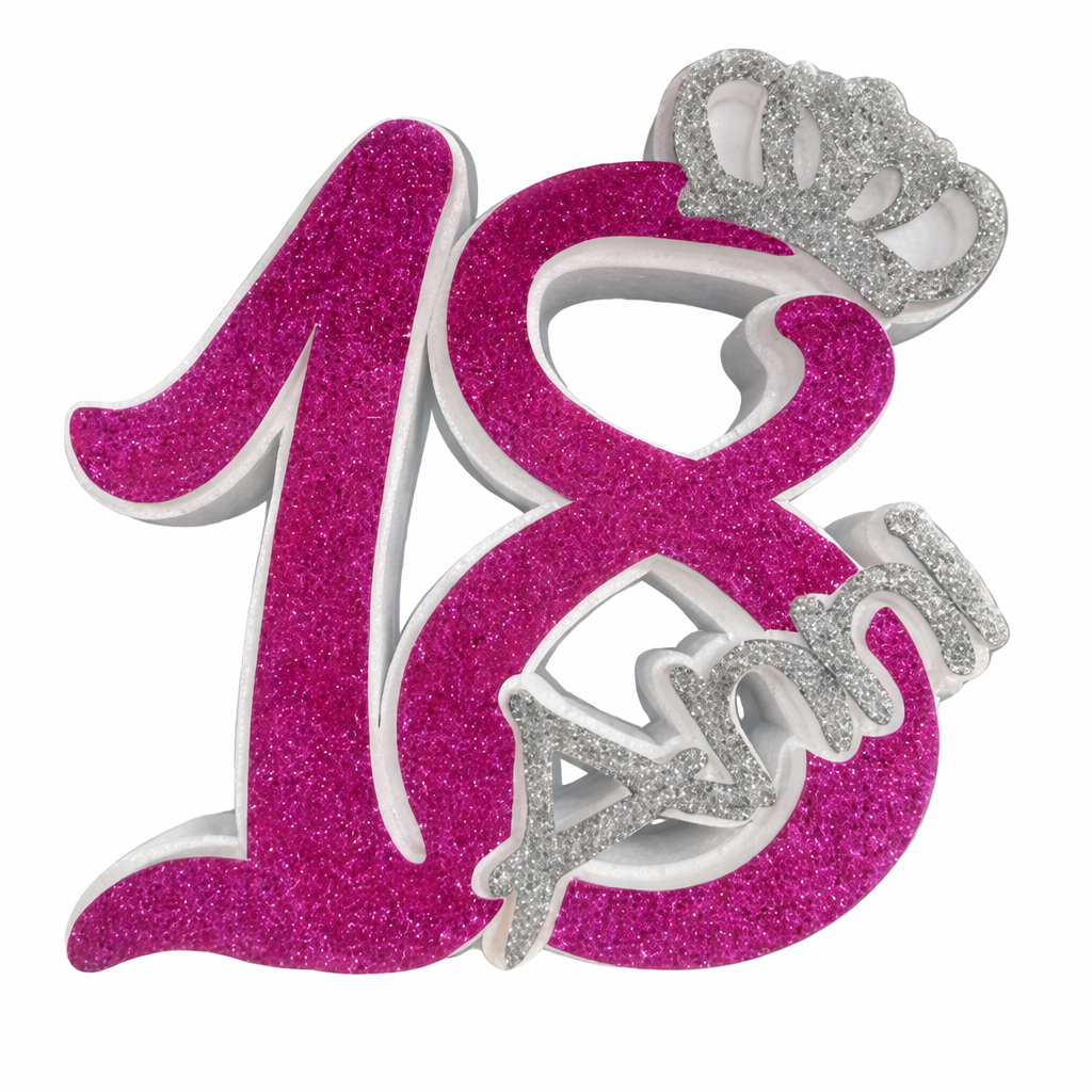 18 anni fucsia con corona argento (28x5x30cm)