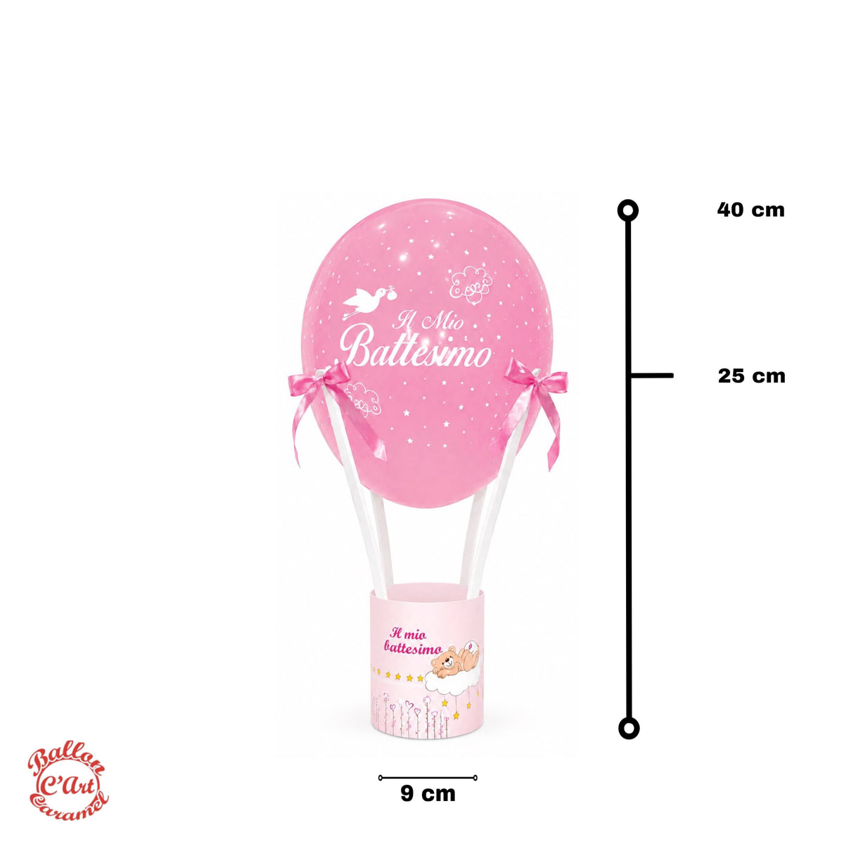 Mongolfiera Battesimo Rosa Piccola