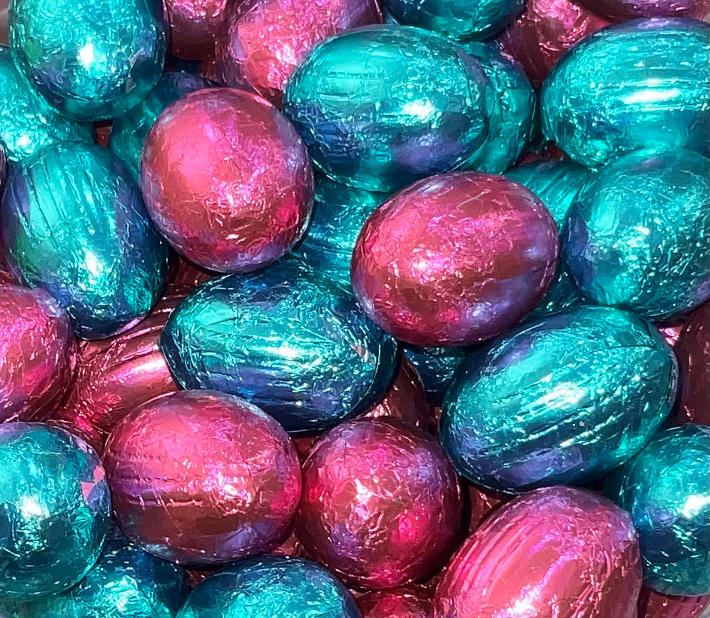 Ovetti 12gr Duo con cioccolato al latte ripieno crema latte con cereali (incarto azzurro-rosa) (1kg)