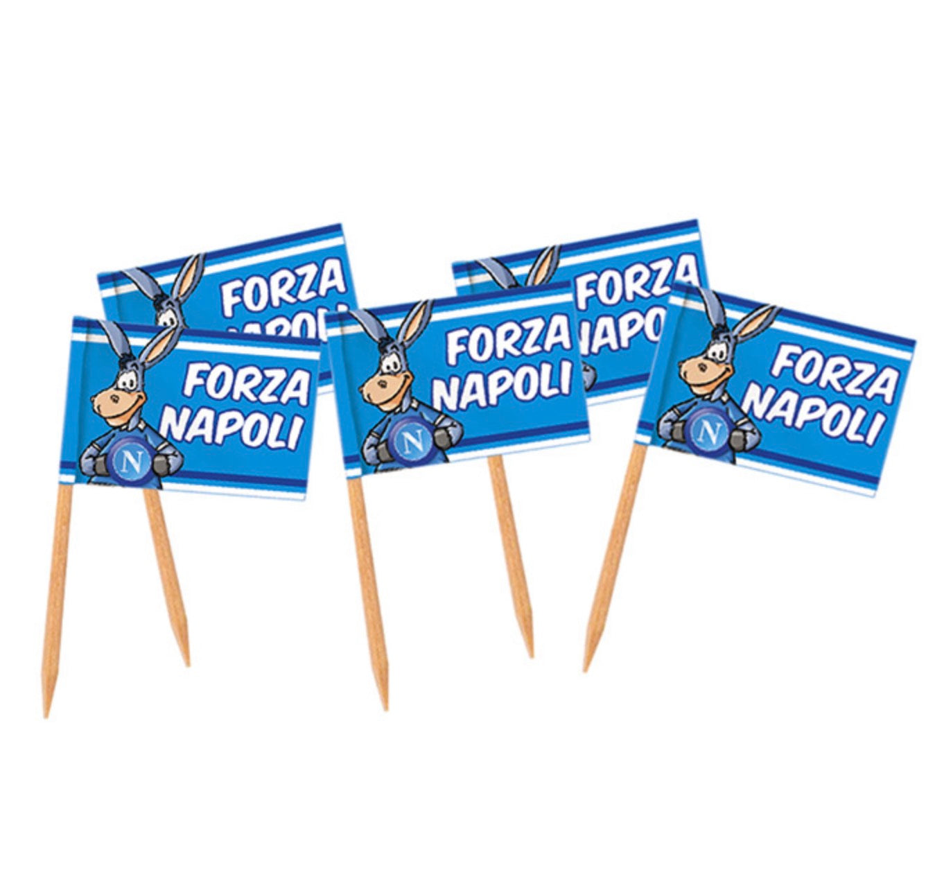 50 Picks Bandierine 4,5 x 6,5 cm Forza SSC Napoli