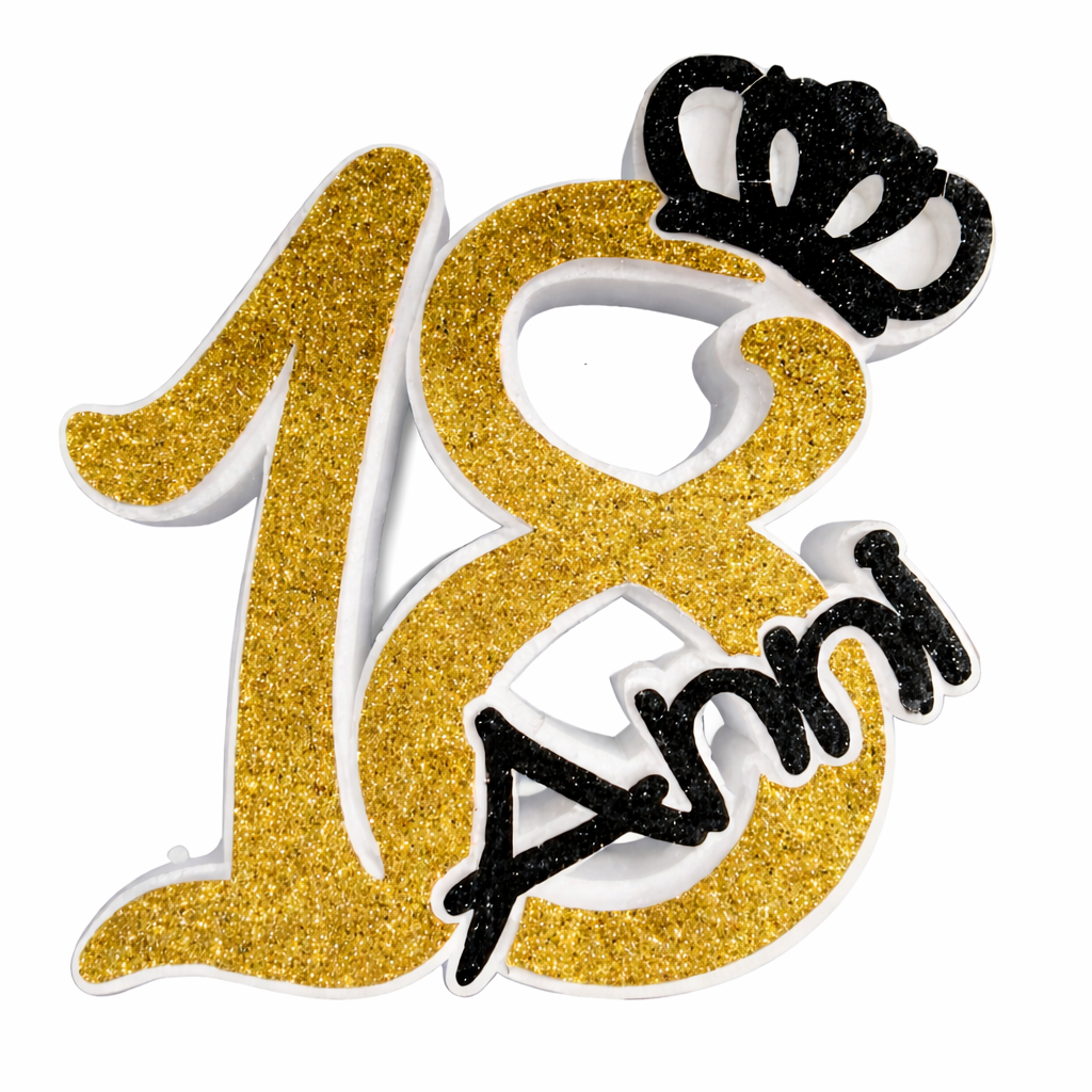 18 anni oro con corona nero (28x5x30cm)