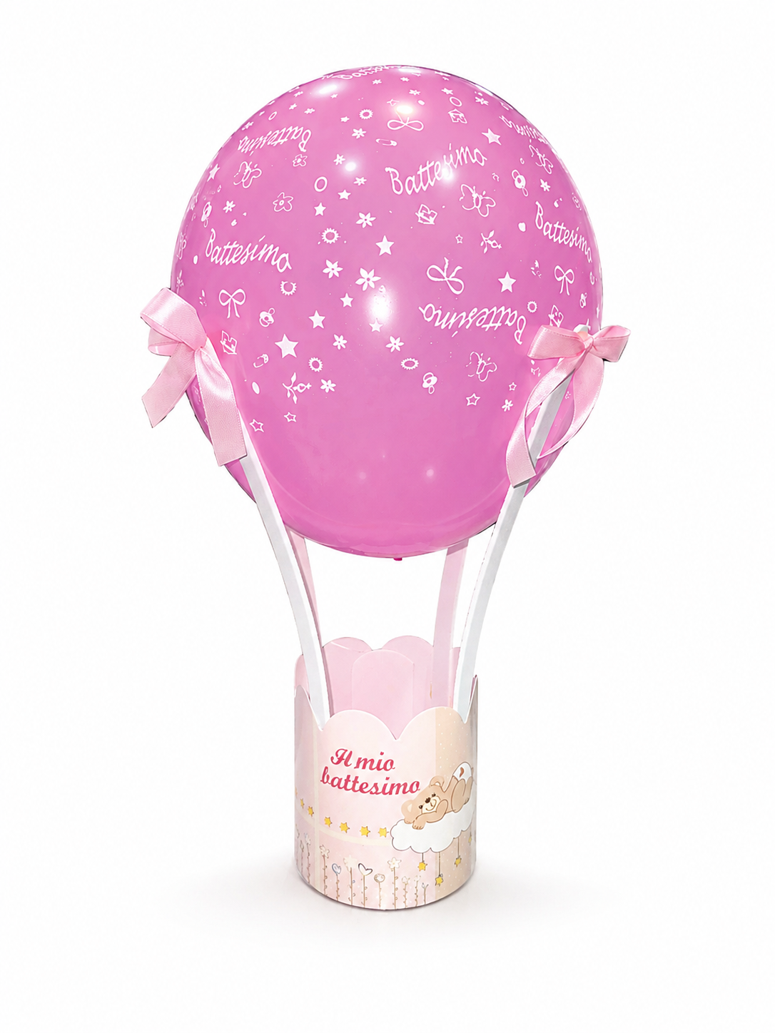 Mongolfiera Battesimo Rosa Grande