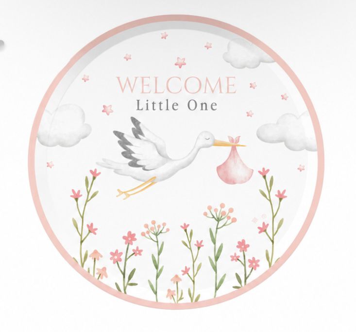 Piatti 18 cm "Welcome Little One" Rosa 6 pezzi