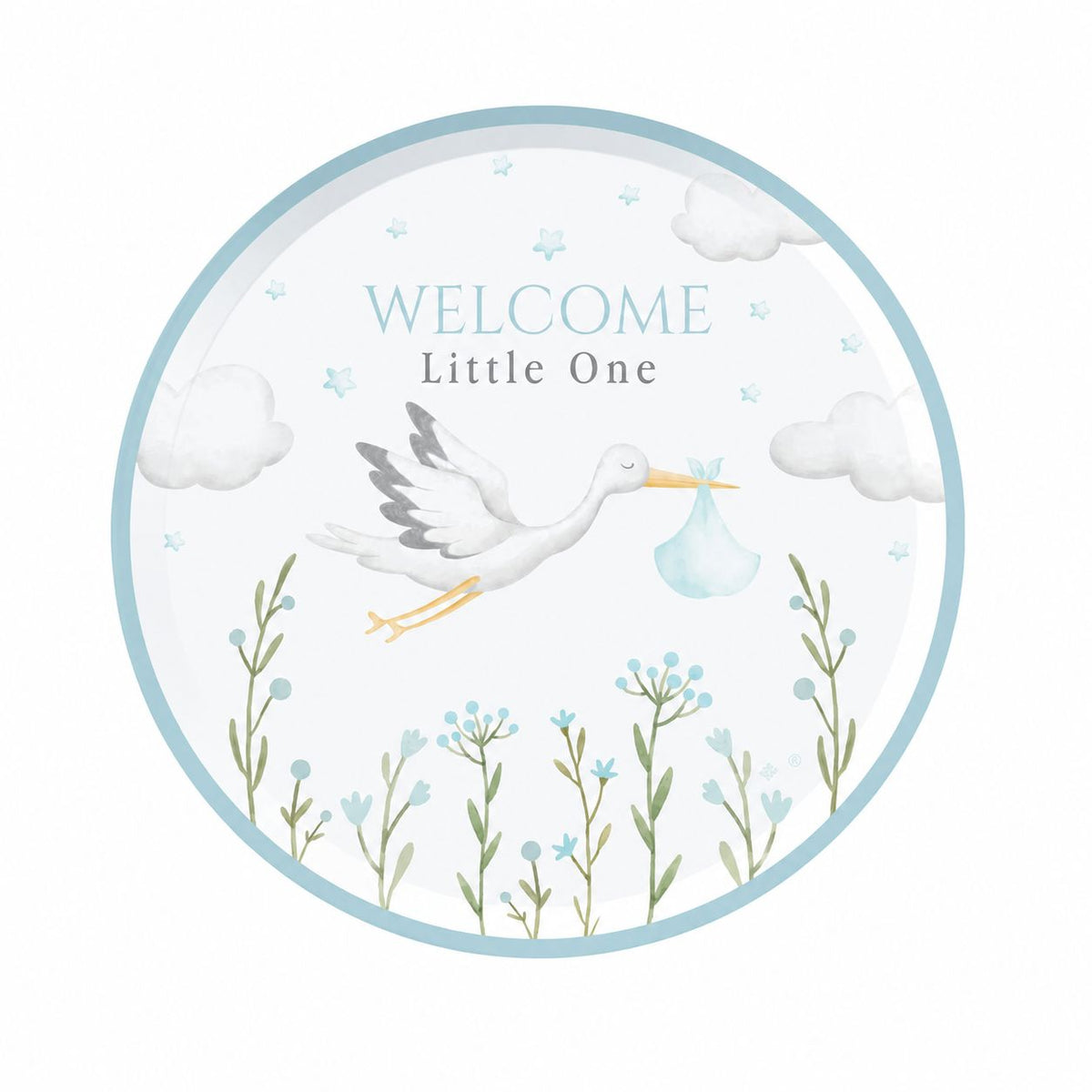 Piatti 18 cm "Welcome Little One" Celeste 6 pezzi