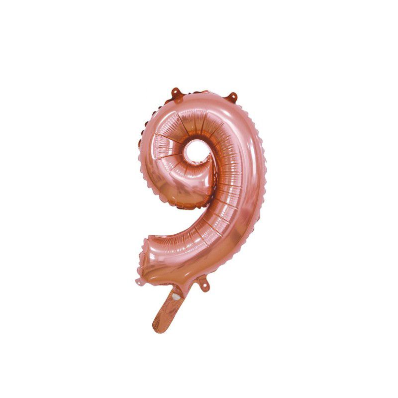 Palloncino Mylar 35 cm (14") Numero 9 Rose Gold
