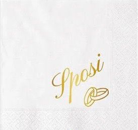 Tovaglioli 25 x 25 cm "Sposi" con Fedine 16 pezzi