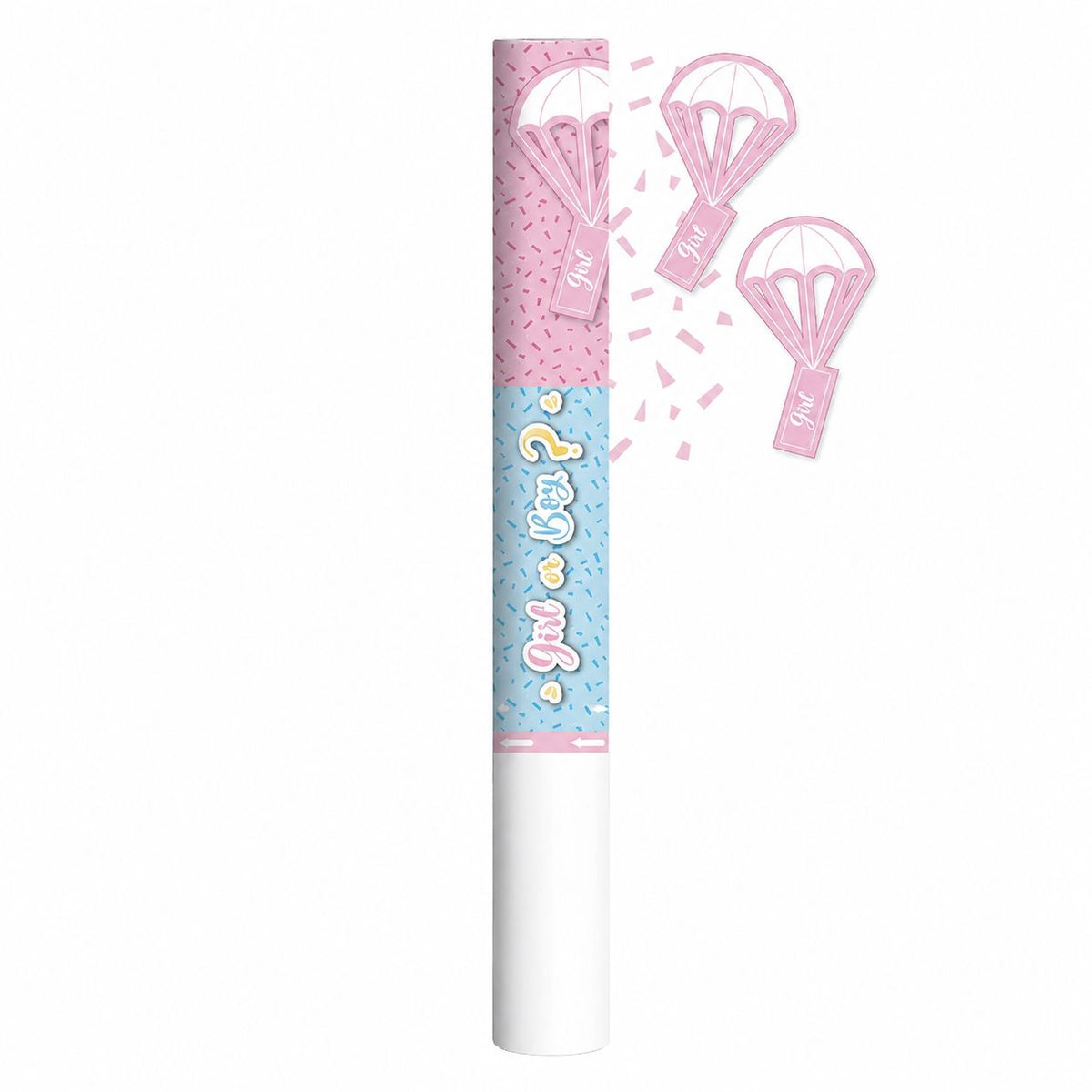 Cannone Sparacoriandoli 60 cm Gender Reveal con Paracadute Rosa