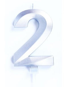 Candelina Luxury Chrome 10 cm Numero 2 Argento