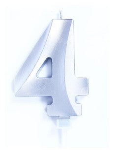 Candelina Luxury Chrome 10 cm Numero 4 Argento