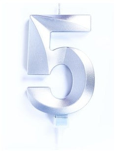 Candelina Luxury Chrome 10 cm Numero 5 Argento