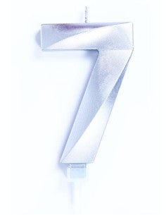 Candelina Luxury Chrome 10 cm Numero 7 Argento