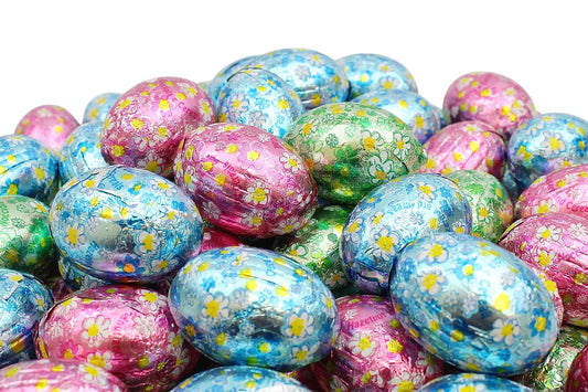 Ovetti 12gr cioccolato al latte ripieni nocciola e cereali (incarto fiori) 1kg