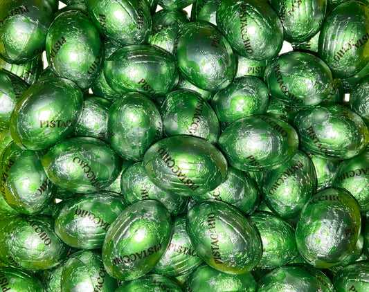 Ovetti 12gr cioccolato al latte ripieni di crema pistacchio e cereali (1kg)