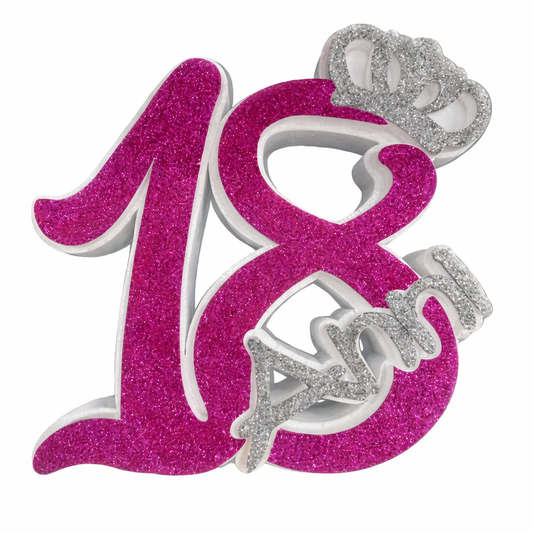 18 anni fucsia con corona argento (28x5x30cm)