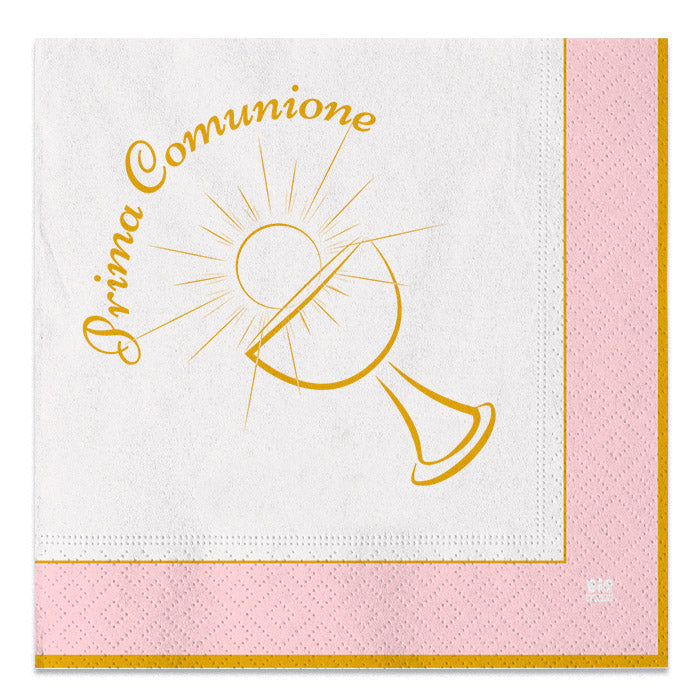 20 Tovaglioli 33 x 33 cm Prima Comunione Chic Rosa