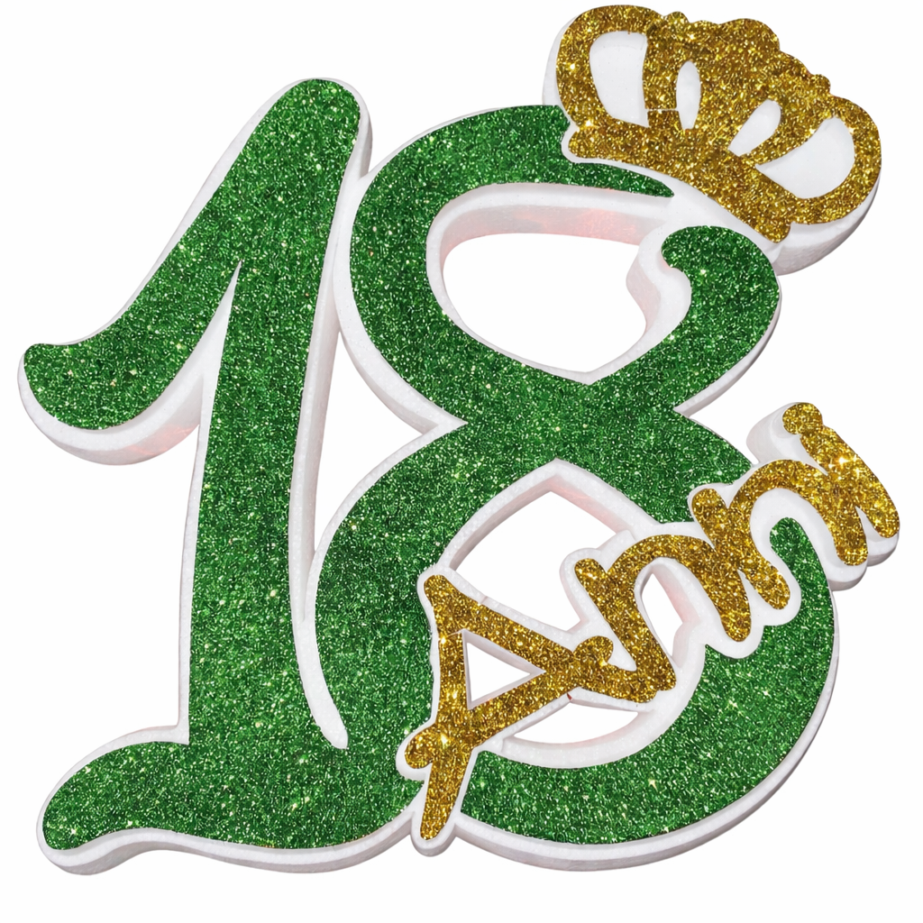 18 anni verde con corona oro (28x5x30cm)