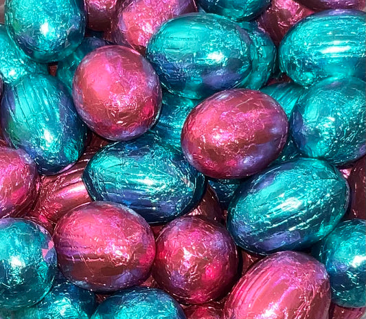 Ovetti 12gr Duo con cioccolato al latte ripieno crema latte con cereali (incarto azzurro-rosa) (1kg)