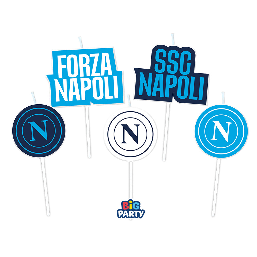 5 Candeline Picks Sagomate 8 cm SSC Napoli