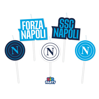 5 Candeline Picks Sagomate 8 cm SSC Napoli