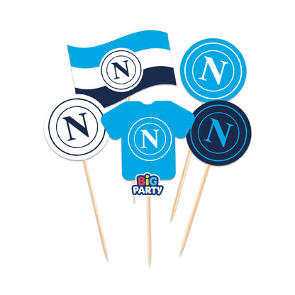 5 Mini Cake Topper Sagomati in carta SSC Napoli