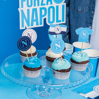 5 Mini Cake Topper Sagomati in carta SSC Napoli