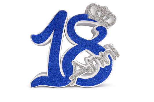 18 anni blu con corona argento (28x5x30cm)