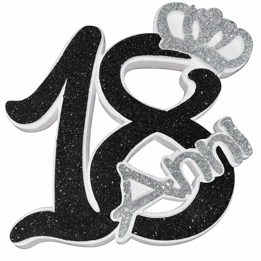 18 anni nero con corona argento (28x5x30cm)