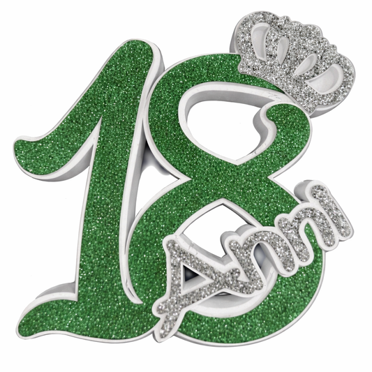 18 anni verde con corona argento (28x5x30cm)
