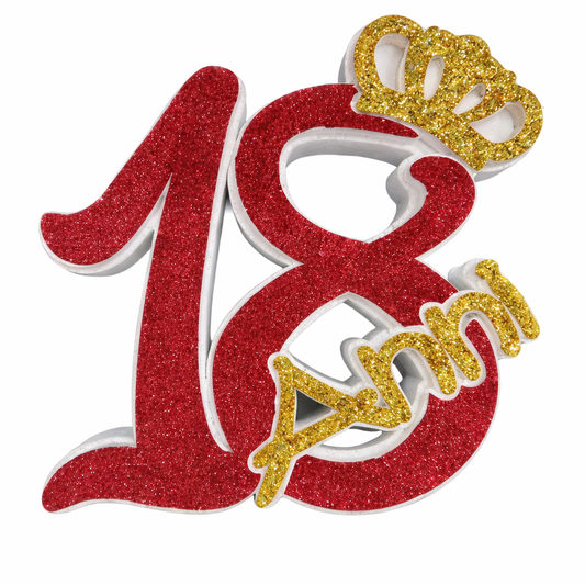 18 anni rosso con corona oro (28x5x30cm)