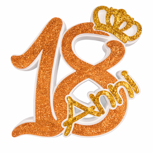 18 anni arancione con corona oro (28x5x30cm)