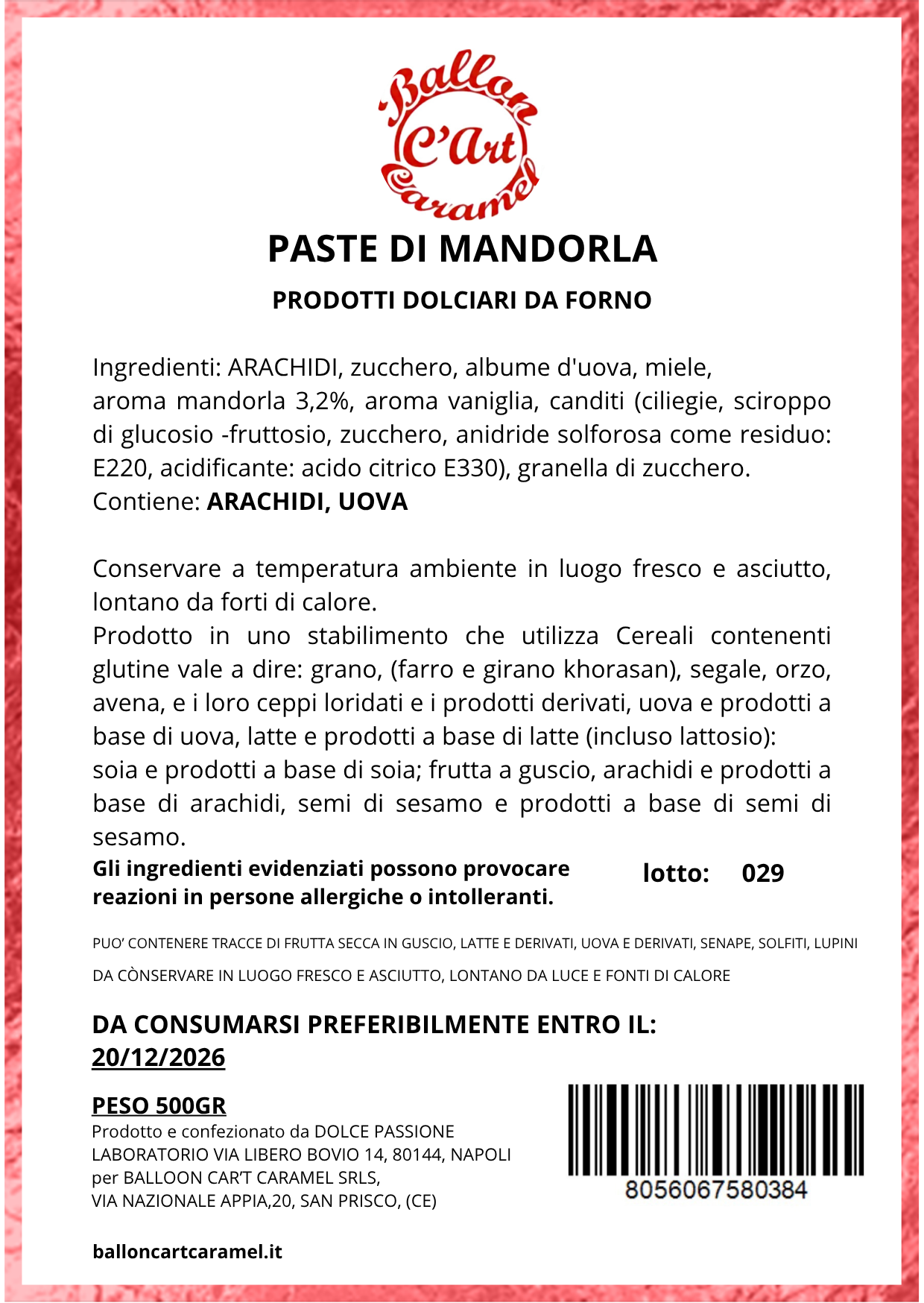 Paste di mandorla 500gr