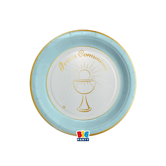 Piatti 18 cm Comunione Chic Celeste 8 pezzi