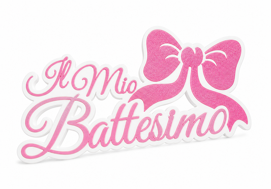 Il mio battesimo fiocco rosa (40x20x5)