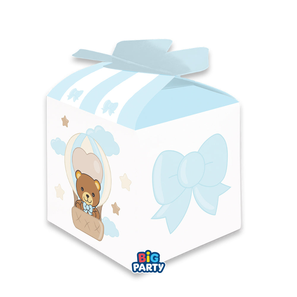 10 Scatoline Portaconfetti Cubetto con Fiocco in carta 5 x 7 x 5 cm Teddy Friends by THUN Celeste