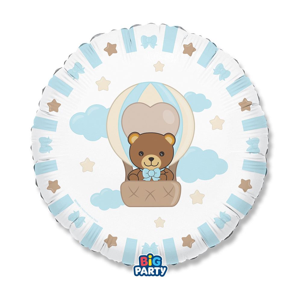 Palloncino Foil Tondo 18″ Teddy Friends by THUN Celeste