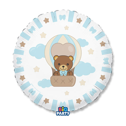 Palloncino Foil Tondo 18″ Teddy Friends by THUN Celeste