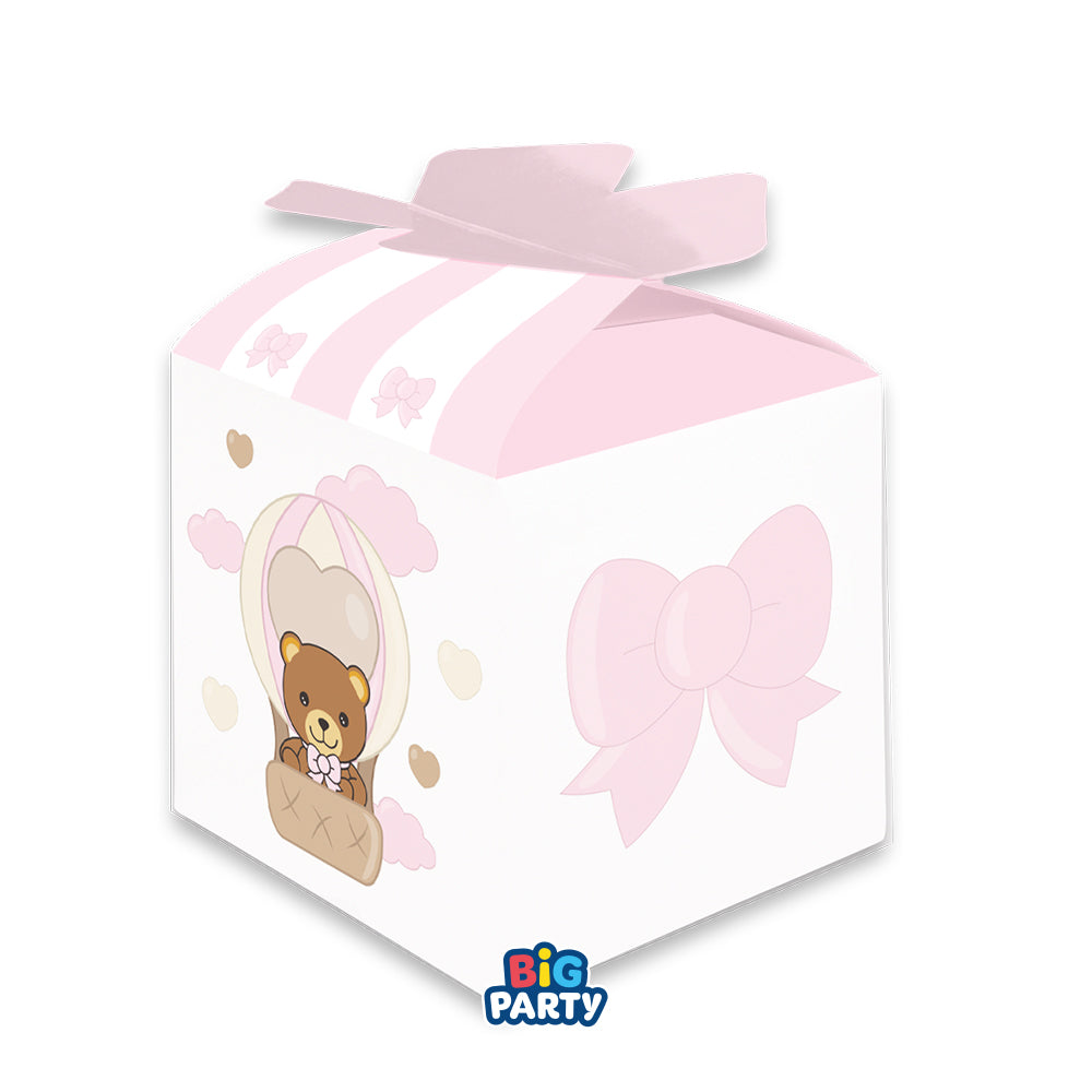10 Scatoline Portaconfetti Cubetto con Fiocco in carta 5 x 7 x 5 cm Teddy Friends by THUN Rosa