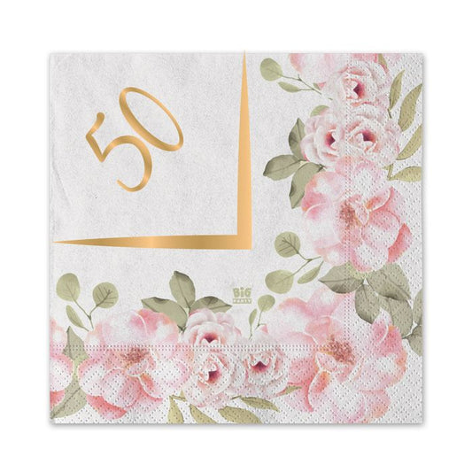 Tovaglioli 25 x 25 cm Nozze d'Oro (50 Anni) 20 pezzi